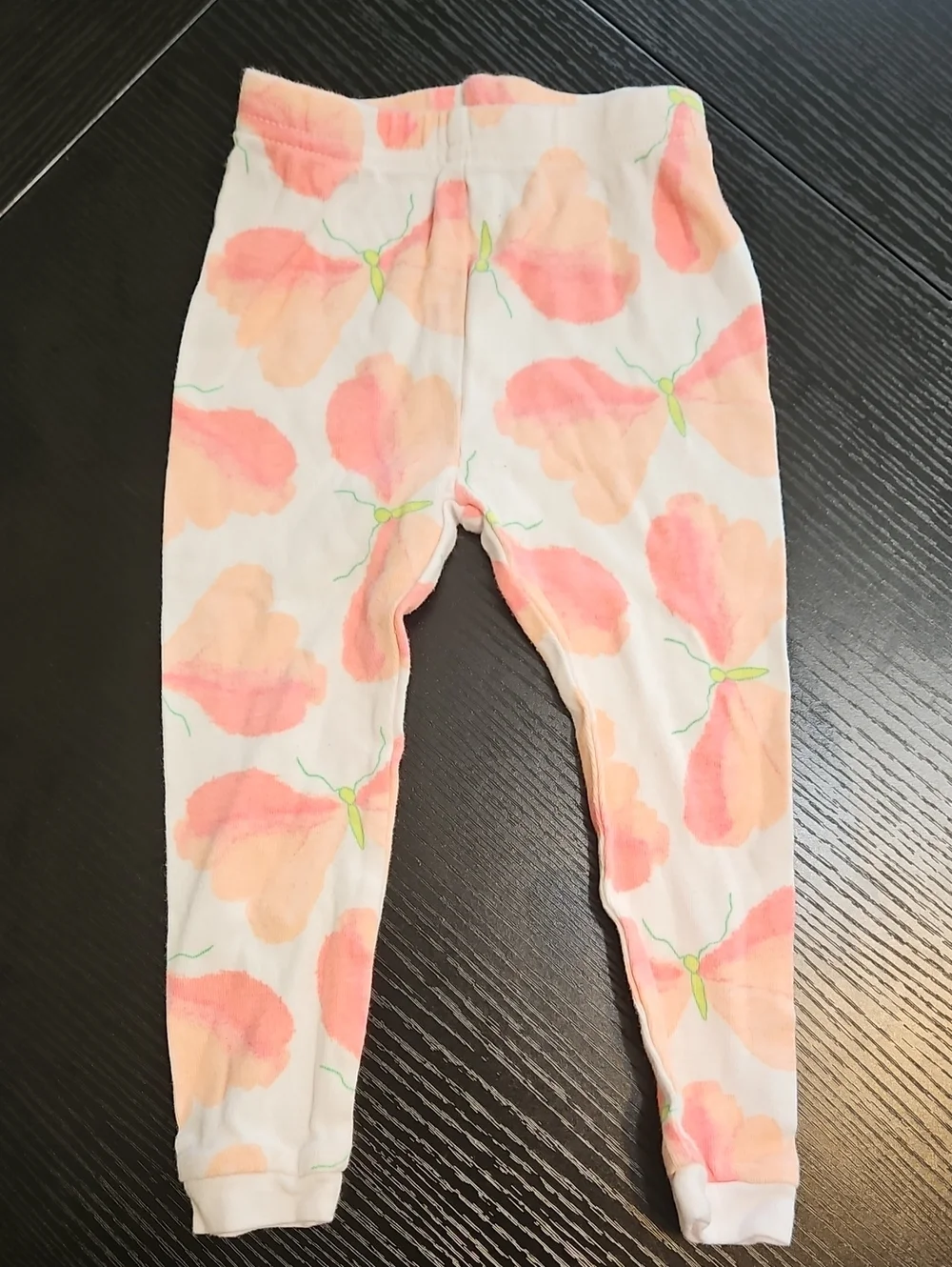 Girls' White Leggings with Pink & Peach Floral Print